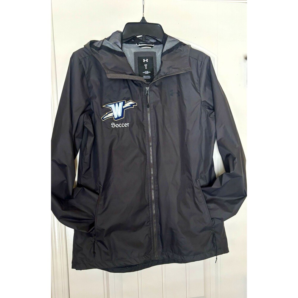 Under Armor Men’s Black  Soccer Hooded Full Zip lWindbreaker, Black M